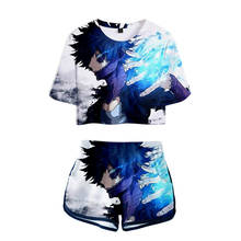 Conjunto de camiseta e shorts para cosplay de my hero academia, conjunto de duas peças para meninas otaco uraraka todoroki sapto bakugou katsuki 2024 - compre barato