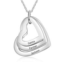 Personalized Necklace Fashion Stainless Steel Jewelry Hollow Heart Pendant Custom 3 Names Charm Necklace Promised Gift for Women 2024 - buy cheap