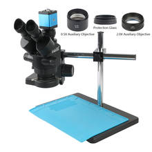 Microscopio estéreo Trinocular con Zoom continuo, lente Focal Trinocular de 3,5x-90X, 1080P, 14MP, HDMI, cámara de vídeo de Anillo de luz LED + 144 2024 - compra barato