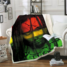 Reggae cantor bob marley erva daninha personagem engraçado cobertor 3d impressão sherpa cobertor na cama têxteis para casa estilo dreamlike 12 2024 - compre barato