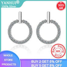 YANHUI New Arrival 925 Silver Color Round Stud Earrings For Women Original Jewelry Pendientes Brinco 2024 - buy cheap