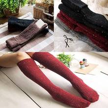 Women Fashion Turn Up Dots Wool Blend Long Knee High Stockings Winter Warm Stockings 2024 - buy cheap