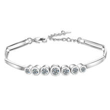 2 pçs senhora moda 925 prata esterlina pulseira para as mulheres acessórios na moda cristal redondo pulseiras femininas jóias amante presente 2024 - compre barato