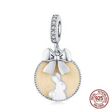 Genuíno 100% 925 colar de prata esterlina pingente coelho charme ajuste pulseira contas jóias para as mulheres que fazem o presente de casamento 2024 - compre barato