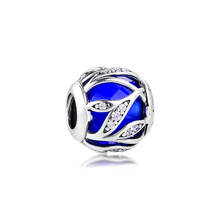 Charms fits for Bracelet Necklace Nature's Radiance Beads with Royal Blue Crystal 100% 925 Sterling Silver Jewelry Free Shipping 2024 - buy cheap