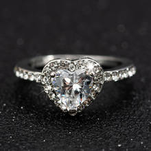 Модные свадебные кольца с кристаллами в форме сердца серебряного цвета для женщин, розовое золото, элегантные обручальные кольца, циркониевые ювелирные изделия, подарок 2024 - купить недорого
