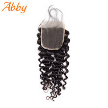 Onda profunda peruana pacotes de cabelo humano com fechamento remy abby cabelo onda profunda 3/4 pacotes com 4*4 fechamento tecer cabelo humano venda 2024 - compre barato