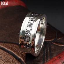 BOCAI New 100% solid s999 pure silver man and woman ring jewelry seven Buddhas fight crime, mantra, retro silver scripture ring 2024 - buy cheap