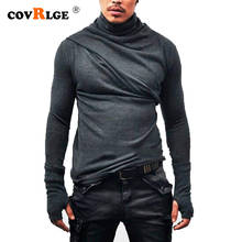 Covrlge-Camiseta de manga larga de algodón para hombre, Camisa ajustada de Color sólido, ropa de calle masculina, MTL127 2024 - compra barato