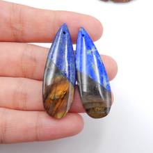 Charms jewelry Blue Jewelry Women Earrings Bead Sets,Lapis lazuli ,Labradorite Intarsia Beads For Jewelry 42x14x5mm,8.5g 2024 - buy cheap