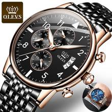 Olevs-relógio de quartzo masculino, de alta qualidade, luxuoso, esportivo, de aço inoxidável, cronógrafo, mãos luminosas 2024 - compre barato