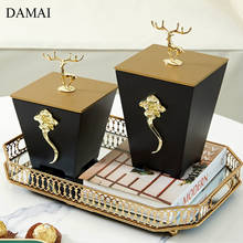 Creative Nordic Ceramic Storage Jars with Lid Gilded Golden Deer Decorative Candy Snacks Jar Home Desk Animal Decor Pen Holder 2024 - buy cheap