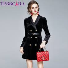 TESSCARA-Blazer elegante para mujer, vestido de fiesta, oficina, Vintage, alta calidad, diseñador, terciopelo, Otoño e Invierno 2024 - compra barato