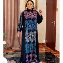 Шифоновое платье макси в африканском стиле, женское мусульманское кардиган «абайя», свободное платье с длинным рукавом, платья Дашики Базина с принтом, вечерние платья 2024 - купить недорого