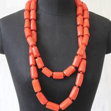 4UJewelry 18-20mm Big Coral Jewellery Set 2 Layers Long Design Dubai Necklace Set For Traditional Nigerian Weddings Free Ship 2024 - buy cheap