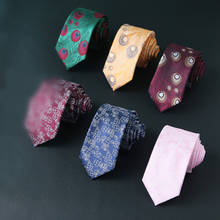 Gravata de pescoço masculina com design da moda, gravata slim 6cm listrada floral, para casamento 2024 - compre barato