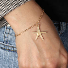 Boêmio verão starfish pingente pulseira criativa feminina cor de ouro mão corrente acessórios moda festa de praia jóias 2024 - compre barato
