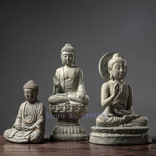 Buda de imitação de cimento, resina de estilo chinês, estátua de buda, escultura humana, acessórios de decoração moderna para casa 2024 - compre barato
