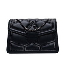 2021 Ladies Luxury Fashion Small Handbag Rivet Chain Brand Designer PU Leather Crossbody Bags For Women Simple Flap Shoulder Bag 2024 - buy cheap