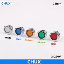 Luz led indicadora de metal 22mm, com parafuso, pés de solda, 3v, 6v, 12v, 24v, 48v, 110v, 220v, interruptor colorido, à prova d'água, lâmpada de sinal