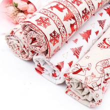 45CM*150CM Christmas Reindeer Printed Fabric Cotton Linen Foiled Materials DIY Apparel Sewing Fabric Home Textile Clothes 2024 - buy cheap