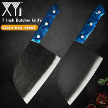 Xyj cutelo açougueiro de aço inoxidável opções de lâmina antiderrapante azul preto marrom punho faca do chef ferramentas de corte de cozinha 2024 - compre barato