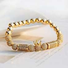 Luxo coroa charme pulseiras pulseira masculina moda pave cz zircão ajustável pulseira casal presente para o sexo masculino feminino 2024 - compre barato