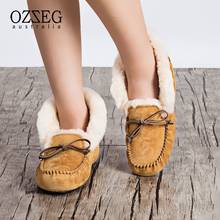 OZZEG Luxury Brand Designer Shoes Women Winter Genuine Suede Leather Flats Australia Sheep Fur Lining High-top Snow Boot 2024 - buy cheap