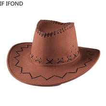 Women Men Travel Western Cowboy Hat Outdoor Wide Brim Faux Leather Fedora Summer Sun Hat Unisex Jazz Cap 2024 - buy cheap