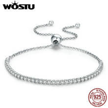 WOSTU Top Sale Real 925 Sterling Silver Sparkling Strand Chain Bracelet For Women Wedding Fine Jewelry Lucky Gift DXB029 2024 - buy cheap