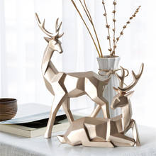 [MGT] Geometric A Couple of Deer Statues Bedroom Decor Accessories Elk Sculptures Crafts Garden Home Living Room Sculptures 2024 - buy cheap