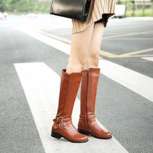 Botas de gran tamaño para mujer, zapatos con cremallera lateral y hebilla de cinturón, invierno, 13 2024 - compra barato