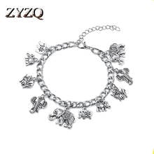 Zyzq pulseiras femininas de alta qualidade, estilo vintage, com pingente em formato de elefante, acessórios de joia 2024 - compre barato