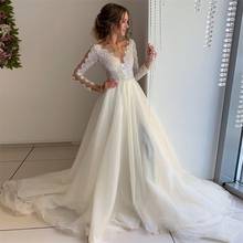 Myyble-vestido de noiva 2021, vestido de noiva com pérolas brancas, renda de marfim, meninas, treino de varrer 2024 - compre barato