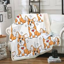 Dog Sherpa Fleece Blanket Cartoon Animal Fluffy Blanket Kids White Plush Throw Blanket Pet Soft Bedspreads Hearts Dropship 2024 - compre barato