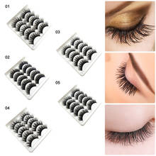 3D Fake Eyelashes Synthetic Fiber Lashes for Natural Look Reusable False Eyelashes 5 Pairs Soft and smooth naturally curled 2024 - buy cheap