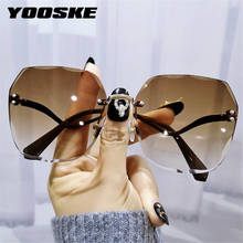 YOOSKE Brand Designer Sunglasses Women 2021O versized Square Sun Glasses Ladies Fashion Rimless Big Frame Streetwear Eyewear 2024 - buy cheap