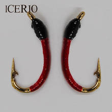 ICERIO 6PCS Red Body Larva Nymphs Trout Fly Fishing Lures #14 2024 - buy cheap
