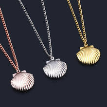 3 Color Fashion Jewelry Seashell Clam Beach Mermaid Photo Locket Chain Charm Necklace for Women Valentine's day gift 2024 - buy cheap