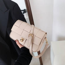 Women Shoulder Bag 2021 Summer New Trendy White Crossbody Bag Luxury Phone Purse Plaid Small Square Bag Lock Woven Messenger Bag 2024 - buy cheap