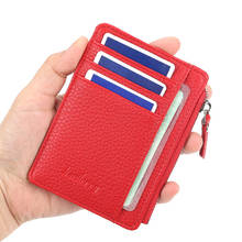Men Women Durable Slim Simple Travel Lichee Leather Bank Business ID Card Wallet Holder Case with Coin Purse WB19 2024 - buy cheap