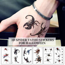 2pcs 3D Spider Tatoo Scorpion Temporary Tattoo Stickers For Halloween Fake Tattoo Body Art Tatuajes Joke Tatouage Temporaire 2024 - buy cheap