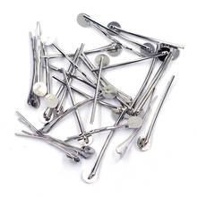 100Pcs Bobby Pins Hair Clips With Round Glue Pad Barrettes Alloy Silver Tone Jewelry DIY Findings 44x8mm 2024 - buy cheap