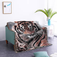 Aggcual-Manta de algodón con cabeza de Tigre, cobertor decorativo de Jacquard tejido para sofá, colcha, tapiz de país nórdico, alfombra XT151 2024 - compra barato