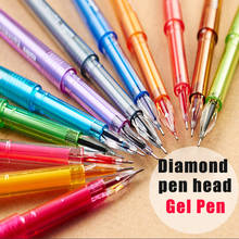 Bolígrafo de plástico con cabeza de diamante coreano, Kawaii bolígrafo de Gel de 0,5mm, aguja para dibujo de bocetos de oficina, Color para regalo, 12 colores por caja 2024 - compra barato