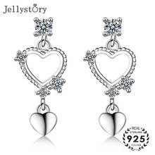 Jellystory Fashion silver 925 jewelry earrings  with Zircon Gemstones Double Heart-shaped Drop Earrings for Women Wedding Gifts 2024 - buy cheap
