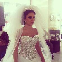 Luxurious Ball Gown Wedding Dresses Crystal Beading Princess Wedding Gowns Off the Shoulder Bridal Dress robe de mariage 2024 - buy cheap