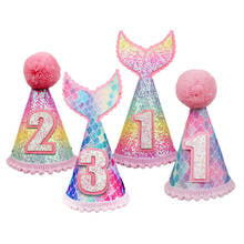 Sombrero de fiesta de cumpleaños de bebé, diadema de corona de princesa,  decoraciones de cumpleaños de 1 año, 2 años, 3 años, suministros de fiesta  para niños