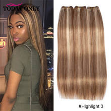Straight Hair Bundles Brown Peruvian 1/3/4 Human Hair 30 inch Bundles Honey Blonde Highlight Hair Color Extensions 8-28 Remy 2024 - buy cheap