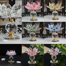 Crystal Lotus Flower Candle Holder Tealight Home Tabletop Feng Shui Decor 2024 - compre barato